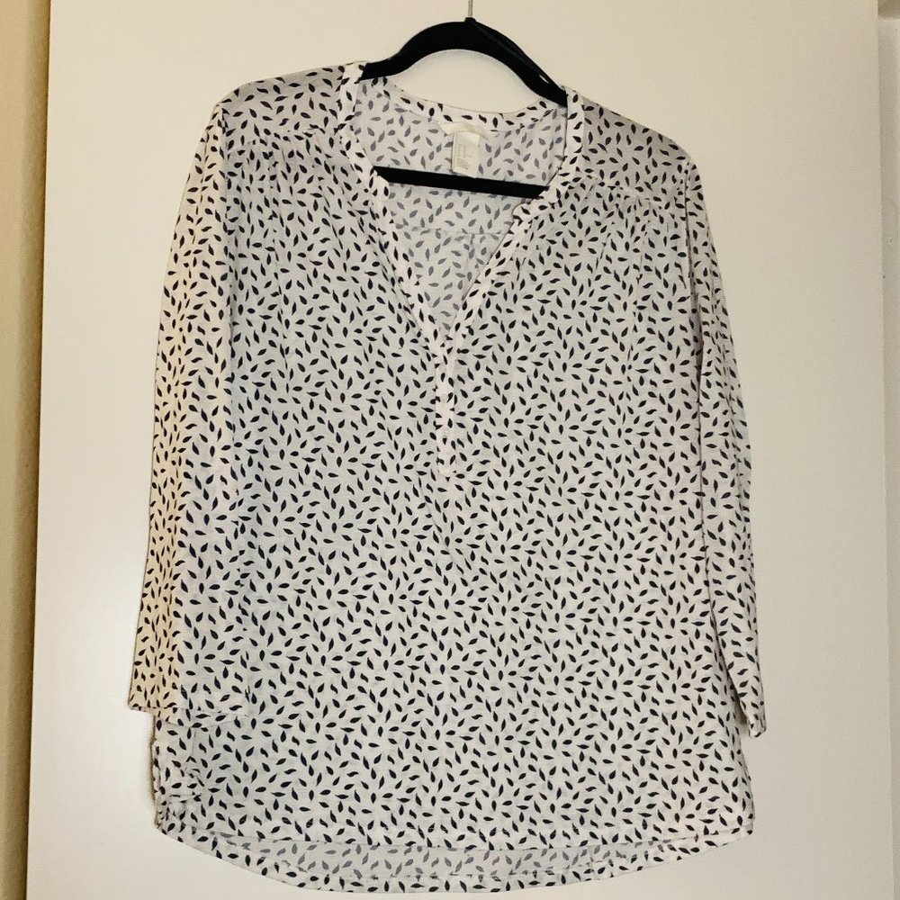 Blue and White Printed H&M Top